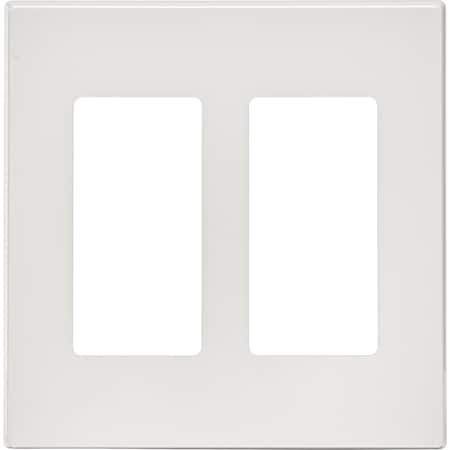 Leviton Decora Plus 2-Gang Poly Carbonate Screwless Decorator Wall Plate, White C42-80309-00W